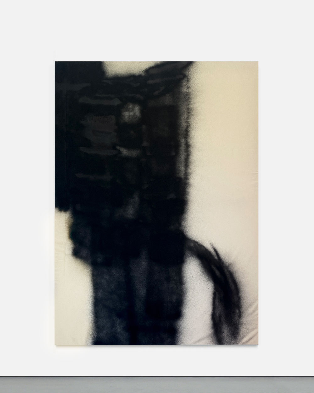 Large abstract minimalist canvas in a minimalist art studio. Painted by Esther Miquel a minimalist artist based in Barcelona.