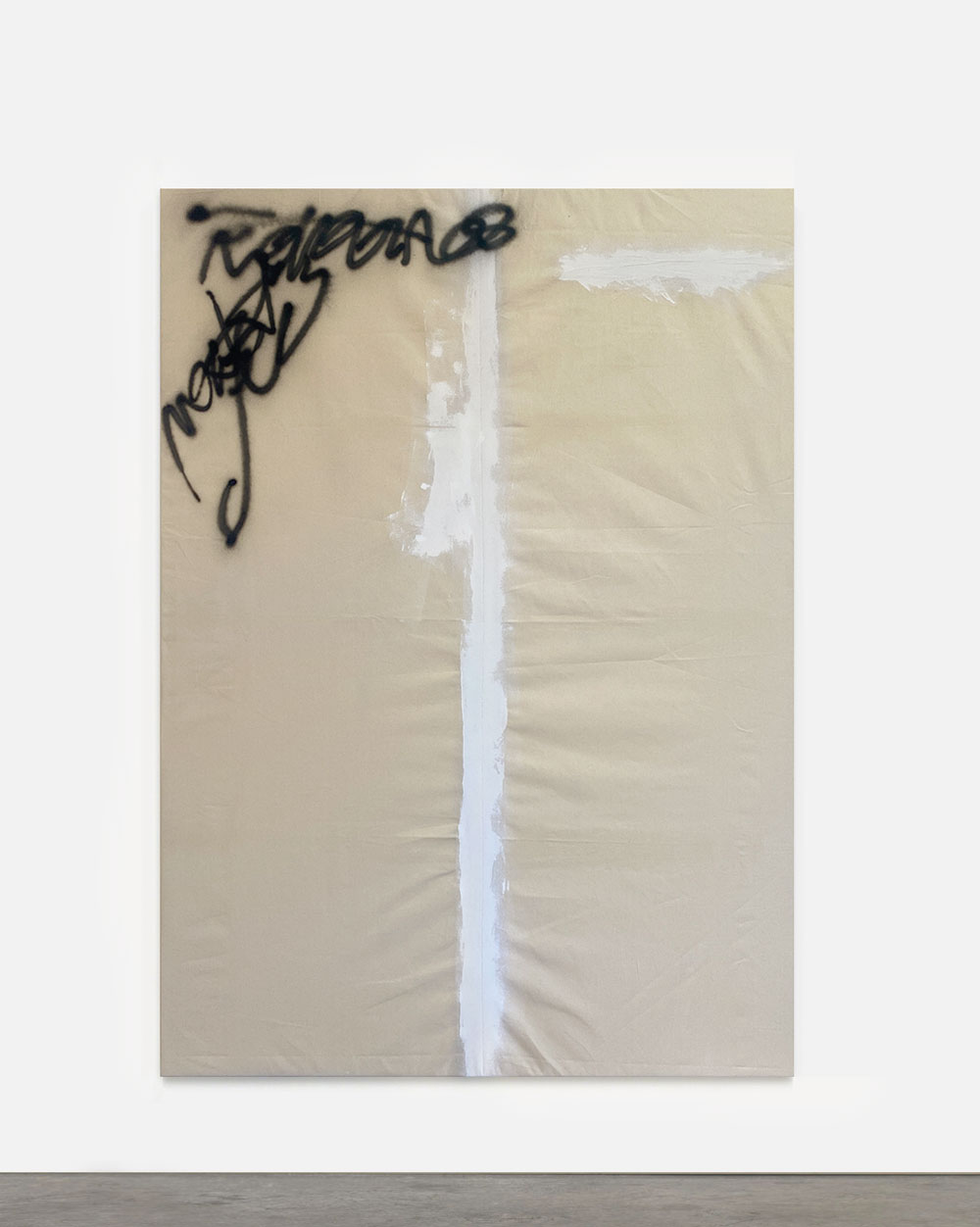Large abstract minimalist canvas in a minimalist art studio. Painted by Esther Miquel a minimalist artist based in Barcelona.