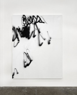 Minimalist white and black painting. Part of the show Silent Noise a minimalist art show in Palma de Mallorca at Fran Reus.