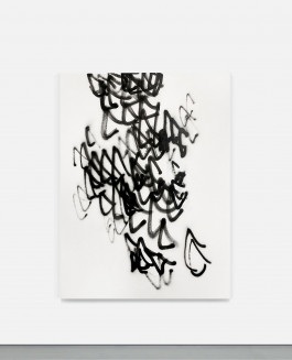 Minimalist white and black painting. Part of the show Silent Noise a minimalist art show in Palma de Mallorca at Fran Reus.