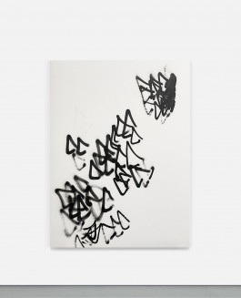 Minimalist white and black painting. Part of the show Silent Noise a minimalist art show by Esther Miquel in Palma de Mallorca at Fran Reus