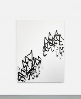 Minimalist white and black painting. Part of the show Silent Noise a minimalist art show by Esther Miquel in Palma de Mallorca at Fran Reus