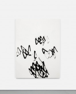 Minimalist white and black painting. Part of the show Silent Noise a minimalist art show by Esther Miquel in Palma de Mallorca at Fran Reus