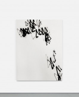 Minimalist white and black painting. Part of the show Silent Noise a minimalist art show by Esther Miquel in Palma de Mallorca at Fran Reus