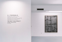 Installation view of the transparent and minimlistic painting by Esther Miquel at the entrance of Galeria Fran Reus in Palma de Mallorca.